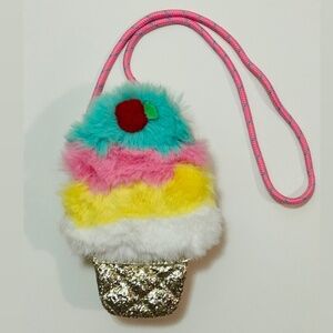 NWOT Plush Ice Cream Cone Gold Glitter Crossbody